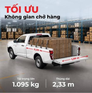 Isuzu D-Max D-Cargo 1000 thùng hàng dài 2,33m