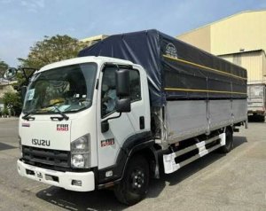 Xe tải Isuzu FRR 650 màu vàng 2026 thùng mui bạt bửng nhôm